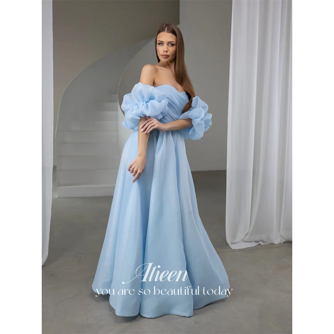

Aileen Chiffon Off The Shoulder Sky Blue A-Line Evening Dress 2026 Prom Dress Formal Elegant Customized Women's High Quality