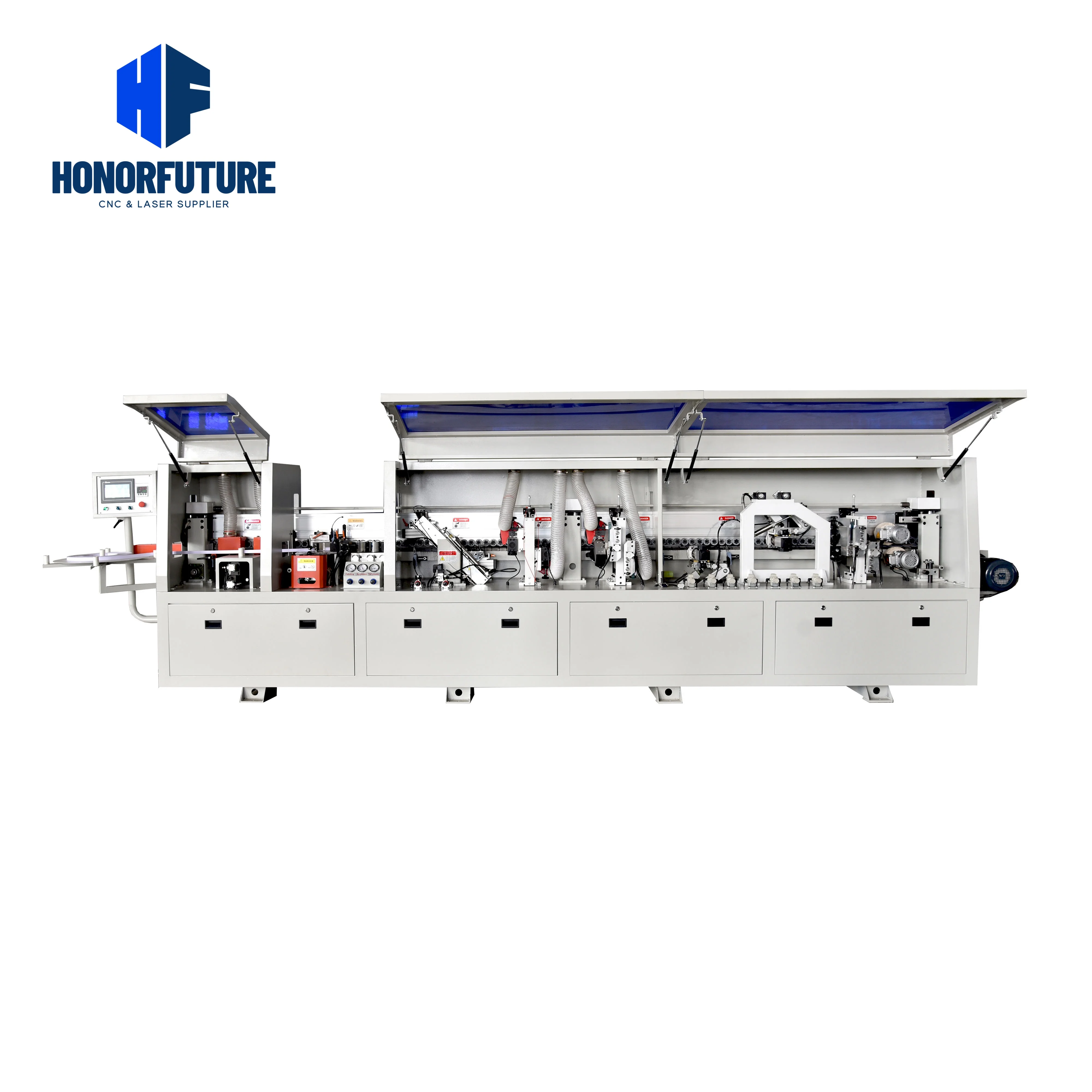 Full Automatic Edge Banding Machine Pre-Milling Corner Rounding Double Buffing High-Speed CE Woodworking Machinery