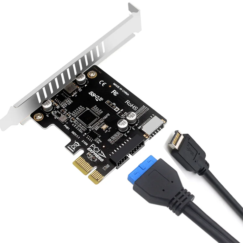 PCI Express Card Type-E Expansion Card PCI-E To USB3.0 (19/20 Pin) 5GBPS Converter Adapter Card Type-E Front Panel Type-C Card