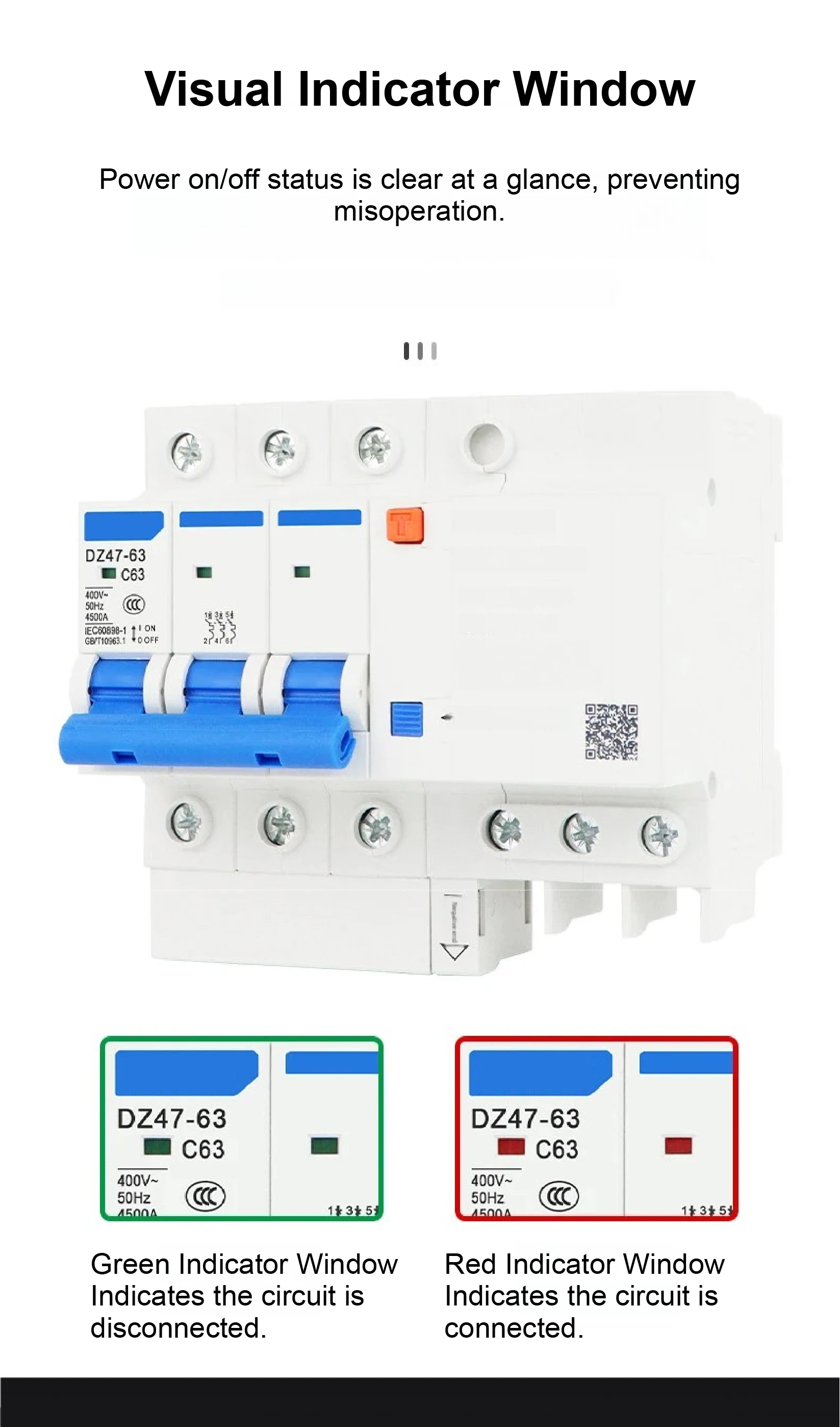 Circuit Breaker 380v 3p 16a 32a 63a Dz47s-63 Din Rail 3 Phase Switch Motor Phase Failure Protector