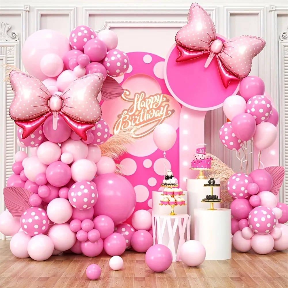 100 Stück rosa Ballon Girlande Bogen Set Aluminium Film Bogen Prinzessin Thema Valentinstag Geburtstag und Ball Dekoration