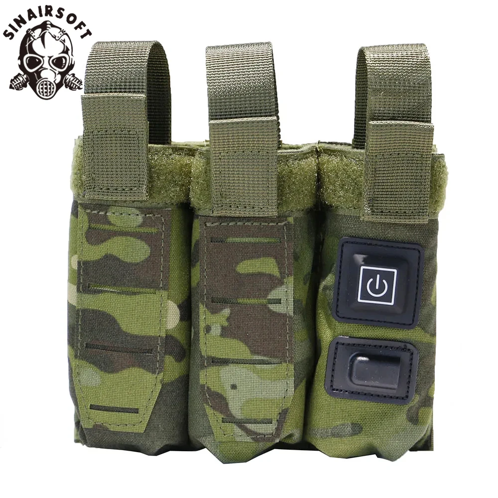 9mm Tactical Triple Magazine Pouch With USB Power Socket Adjustable Temperature For Airsoft Paintball Hunting Accessories