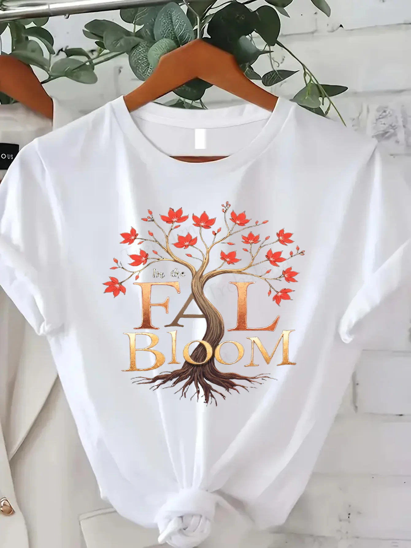 

Comfortable Women's Print T-shirt "Autumn Bloom T-Shirt - Fall Seasonal Graphic Tee for Women"