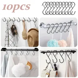 10pcs 3x9cm Metal S Shaped Hook With with Safety Buckle for Hanging Kitchen Utensils/Plants/Pots & Pans/Clothes, Hats