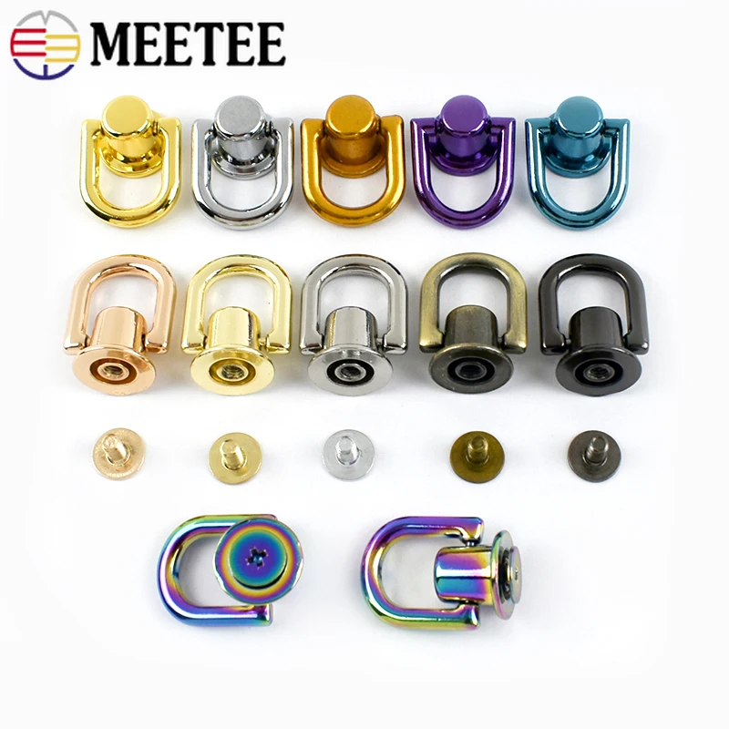 

10Pcs 10mm D-ring Bag Side Clip Handbag Chain Hook Buckle Bags Strap Carabiner Clasp Screw Rivet DIY Hardware Accessories