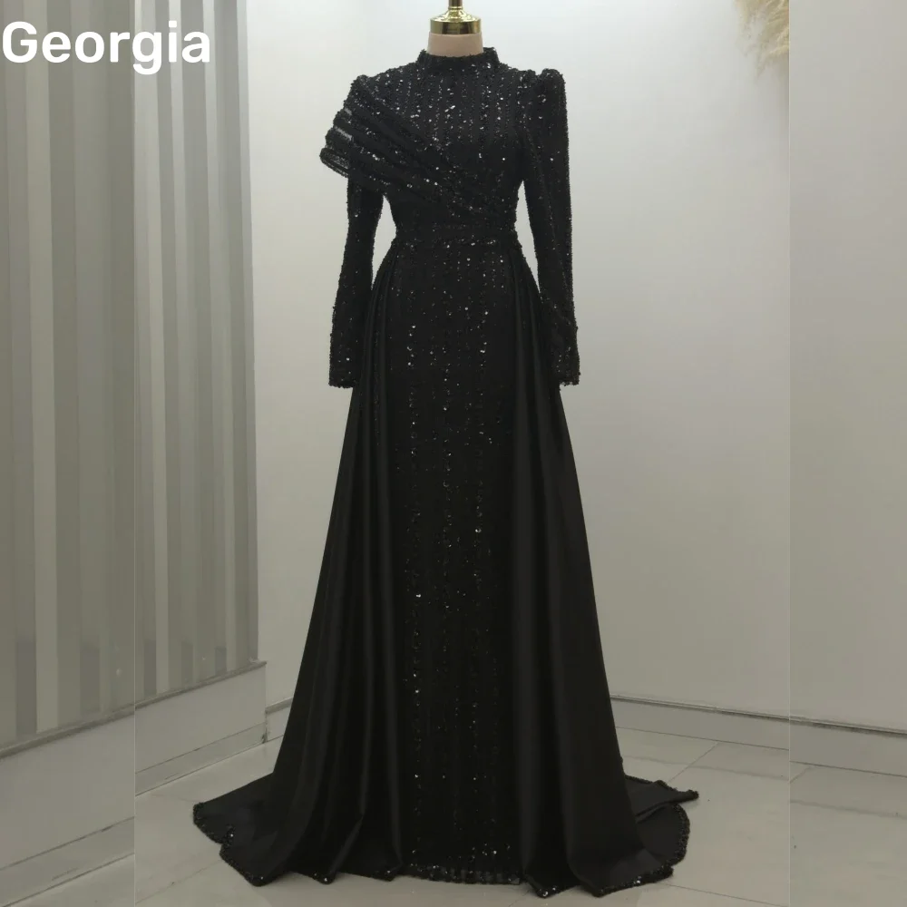 Sukienki wieczorowe na zamówienie, fason A-line, dekolt okrągły, falbany, eleganckie sukienki na przyjęcia dla kobiet, długość do podłogi, zdobione koralikami, zapinane na zamek, na formalne okazje.