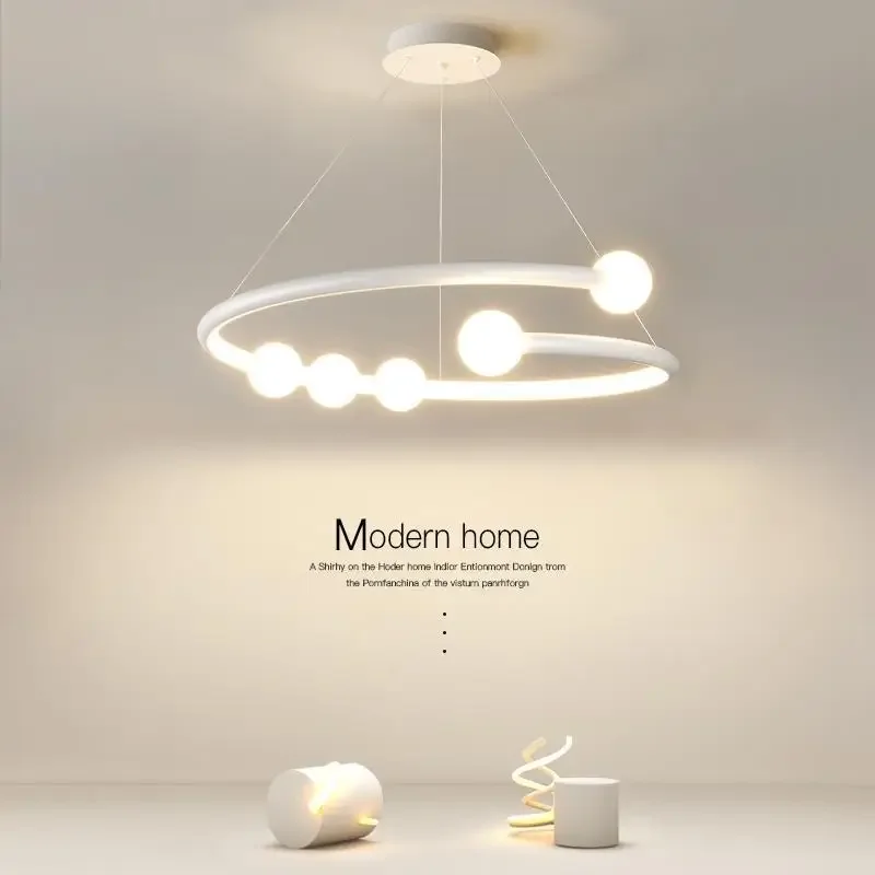 

SANDYHA Minimalist Luxury Glass Ball Chandelier Nordic Designer Ring Lamp Perfect for Living Room and Bedroom Elegant LED