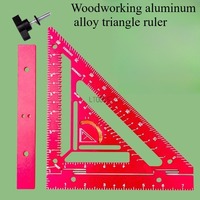 Adjustable Aluminum Alloy Triangle Ruler with Built-in Fixture and Protractor Dual Scale Woodworking Gauge for Precision Cutting