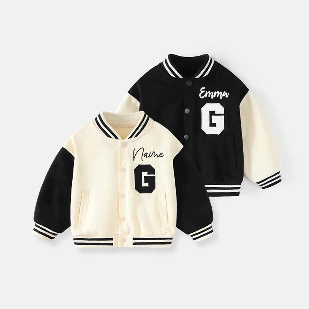 Veste d'équipe scolaire unisexe de style baseball personnalisée, nom brodé personnalisé, veste de rugby pour enfants, garçons et filles