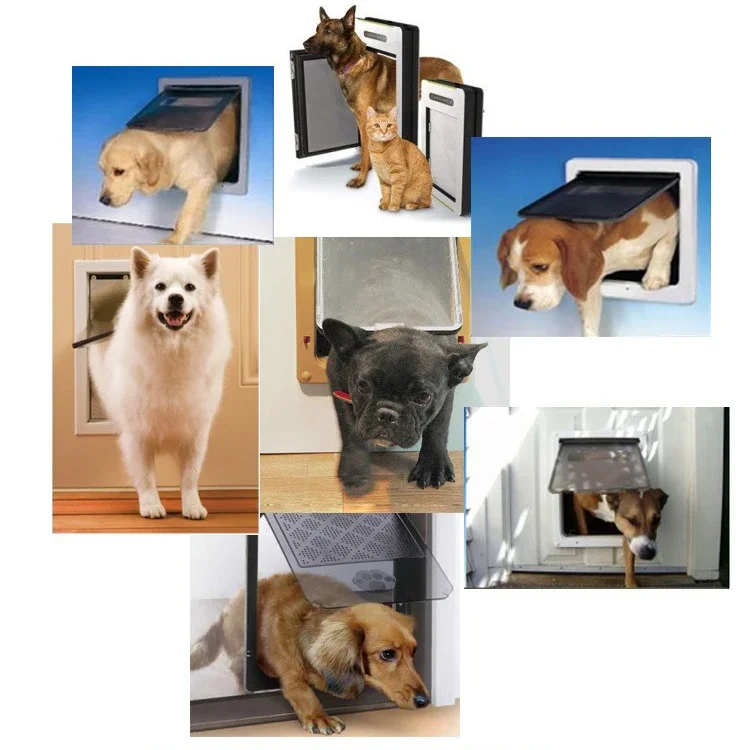 Pet Door Free Entry Dog Hole Cat Door Fenced Access Bidirectional Plastic Door Security Lock Sliding Pet Accessories