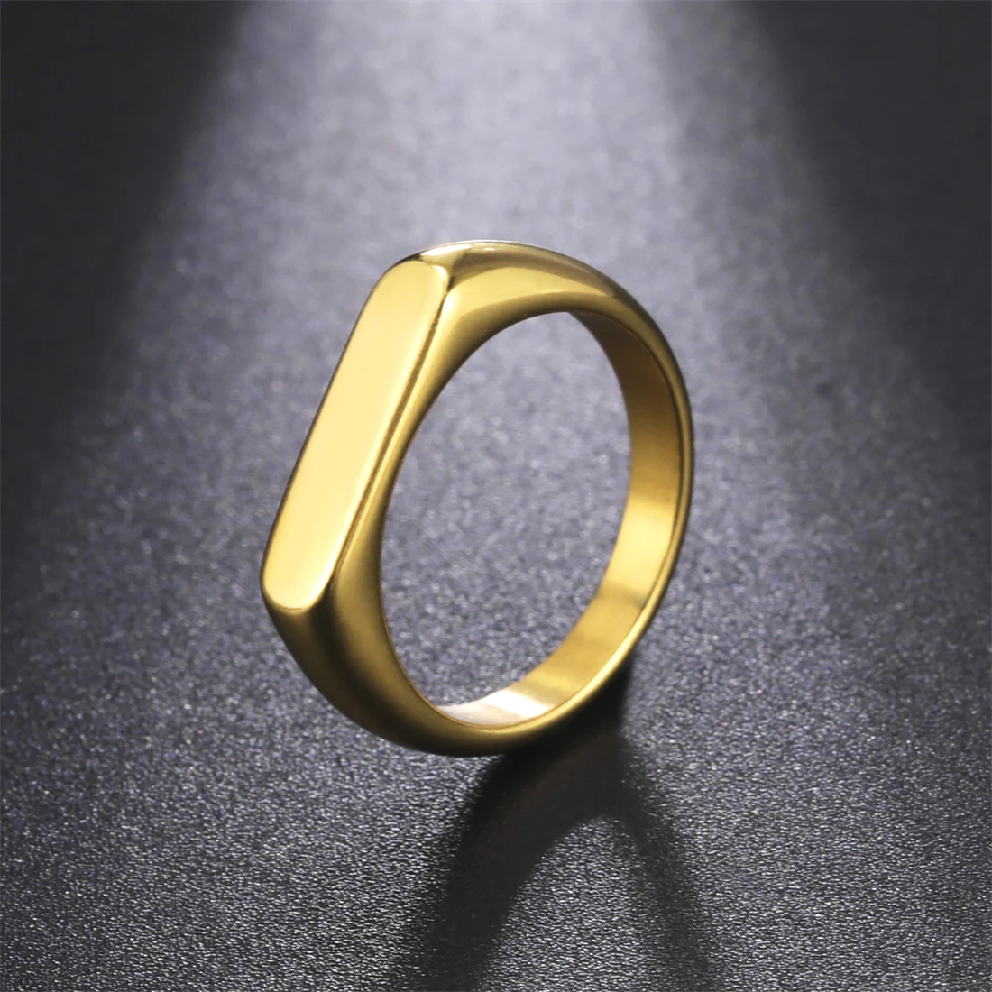 

EUEAVAN Classic Signet Rings for Women Men Gold Color Minimalist 5MM Wide Wedding Couple Ring Stainless Steel Jewelry Wholesale