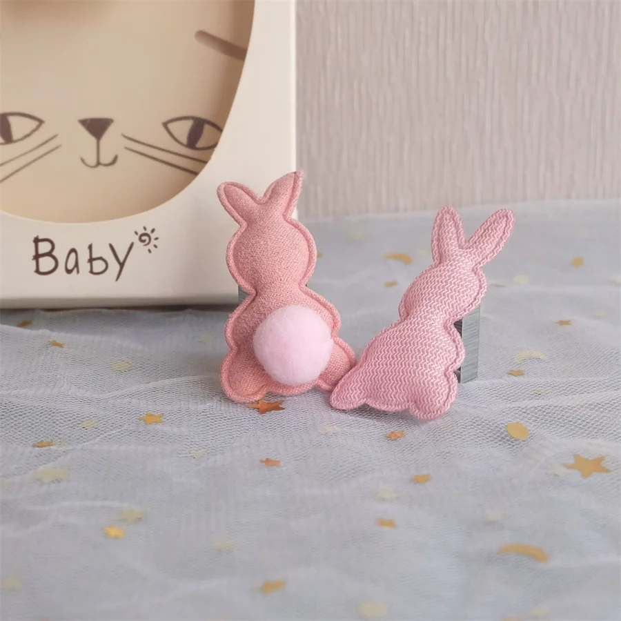 30Pcs/Lot 3*4cm Stripe Rabbit Head Pads Patches Appliques For Craft Clothes Sewing Supplies DIY Hair Clip Accessorie Hat Patches