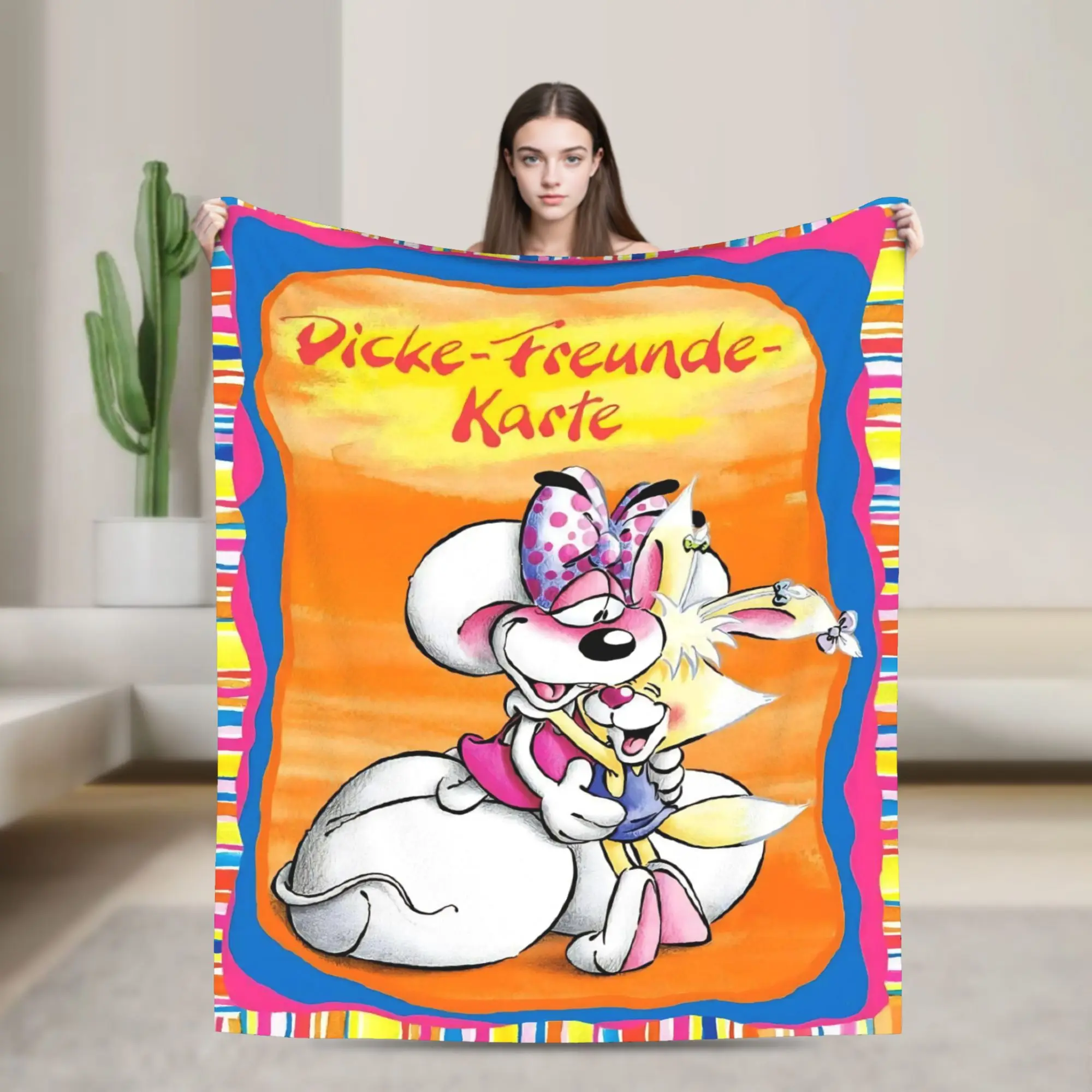 Cute Cartoon D-Diddl Mouse Blanket Fleece Printed  Multi-function Ultra-Soft Throw Blanket for Bed Couch Quilt