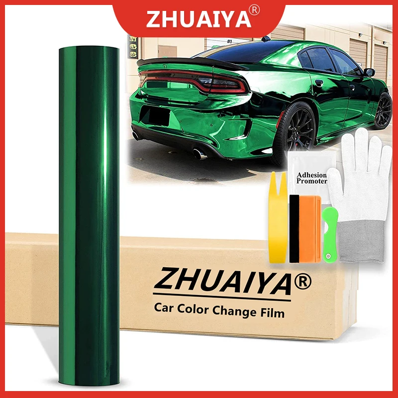 Car Color Change Film (152cmx18m) Green Supercast Chrome Vinyl Wrap Sticker Car Auto Vehicle Motorcycle DIY Decal ZHUAIYA