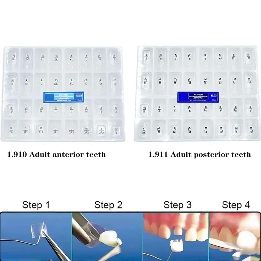 Dental Transparent Crowns Adults Kids Temporary Preformed Posterior Pre Crowns Matrix Kit