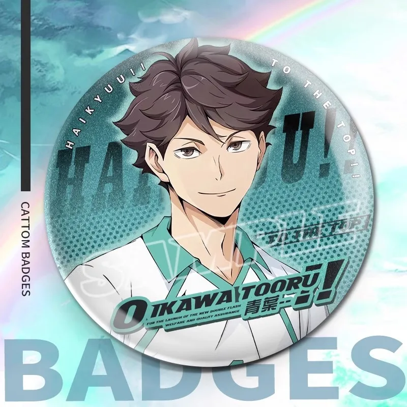 58 مللي متر Kageyama Tobio Oikawa Tooru أنيمي شخصية Bagdes الساخن بيع شعبية مجوهرات عصرية قسط للجنسين لتقوم بها بنفسك الدعائم
