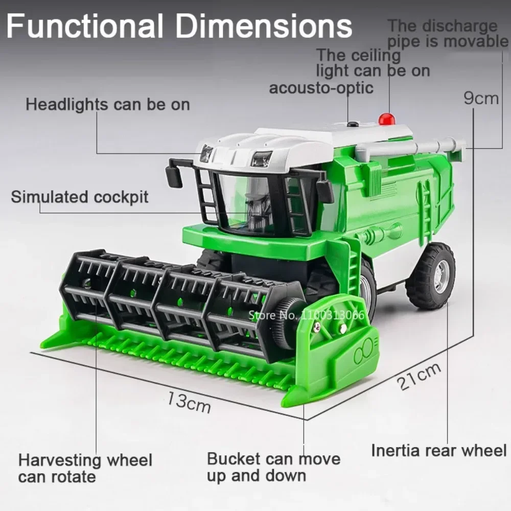 8 cali rolniczy kombajn ze stopu maszyny rolniczej symulacja odlewu pojazdu dźwięk i światło zabawki na prezenty urodzinowe dla chłopca