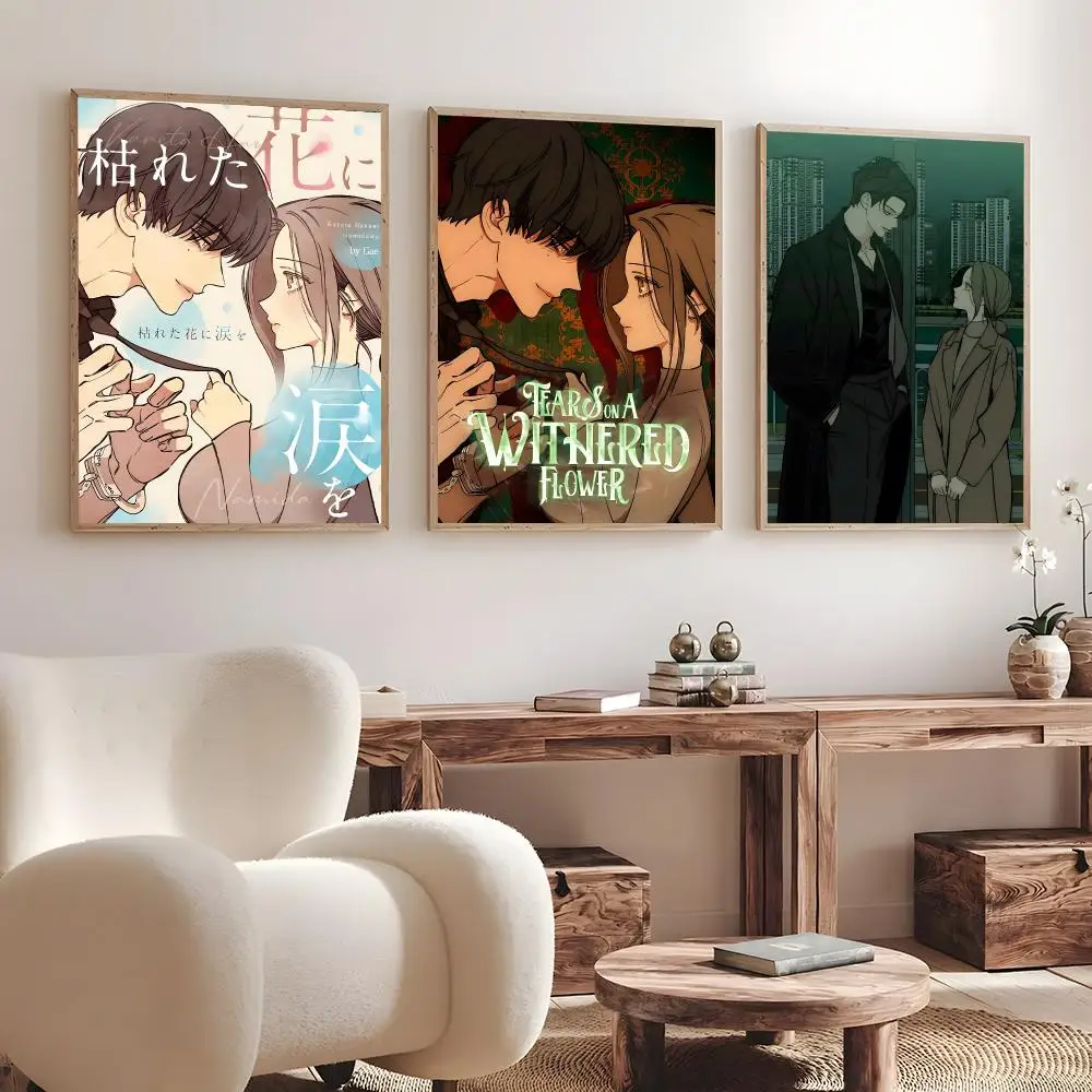 Manga Tears on a Withered Flower Poster Print Wall Art Pictures Canvas Painting Living Room Bedroom Home Decor