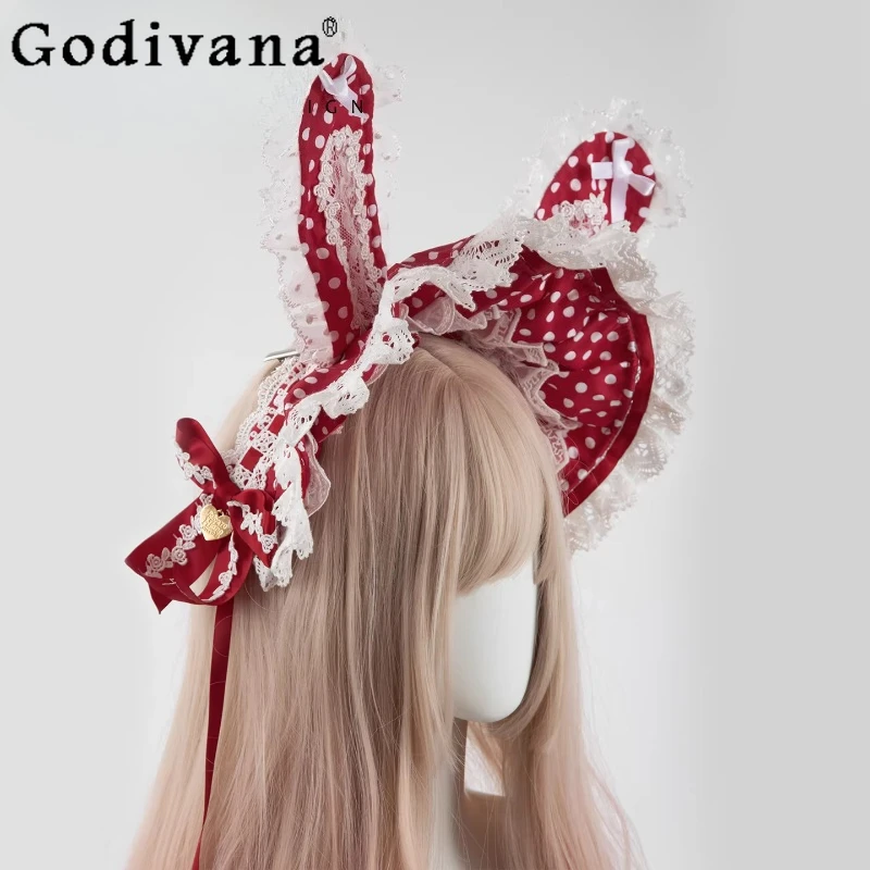 

Оригинальные японские федоры ручной работы в стиле Лолиты, милые BNT для женщин, 2025 год, принцесса для девочек, милый бант, кружевная вечерние повязка на голову, ожерелье KC