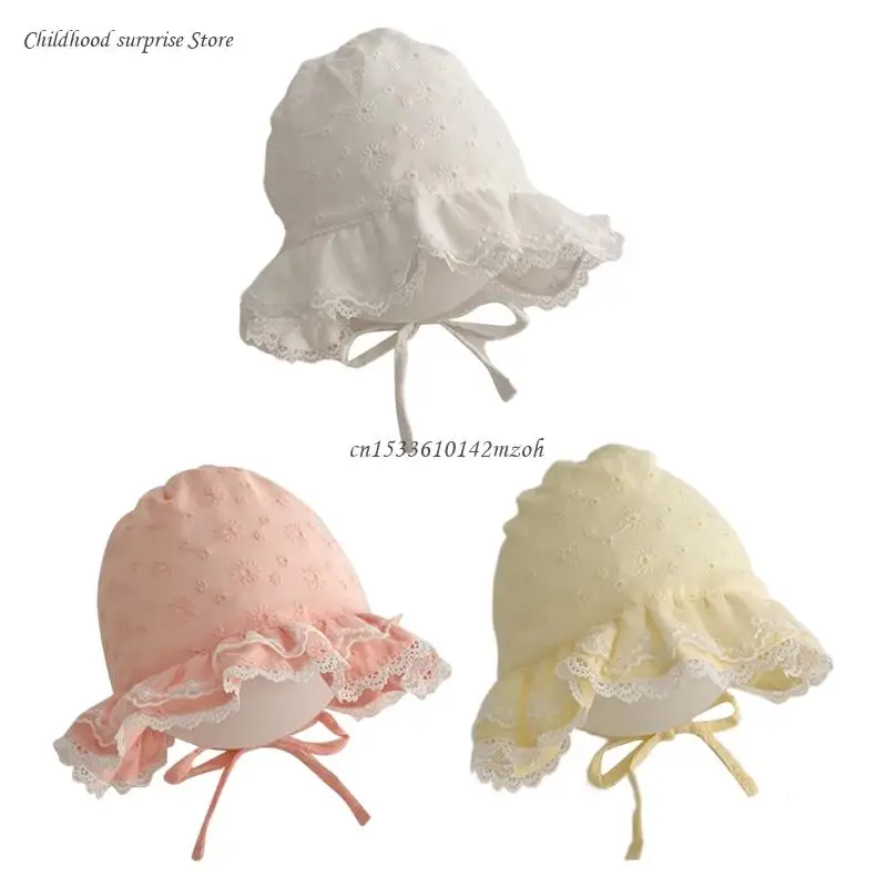 

Toddlers Sun Hat Newborns Photography Props Princess Lace Hat Girl Cotton Hat Spring Bonnet Caps Sun Protections Hat Dropship