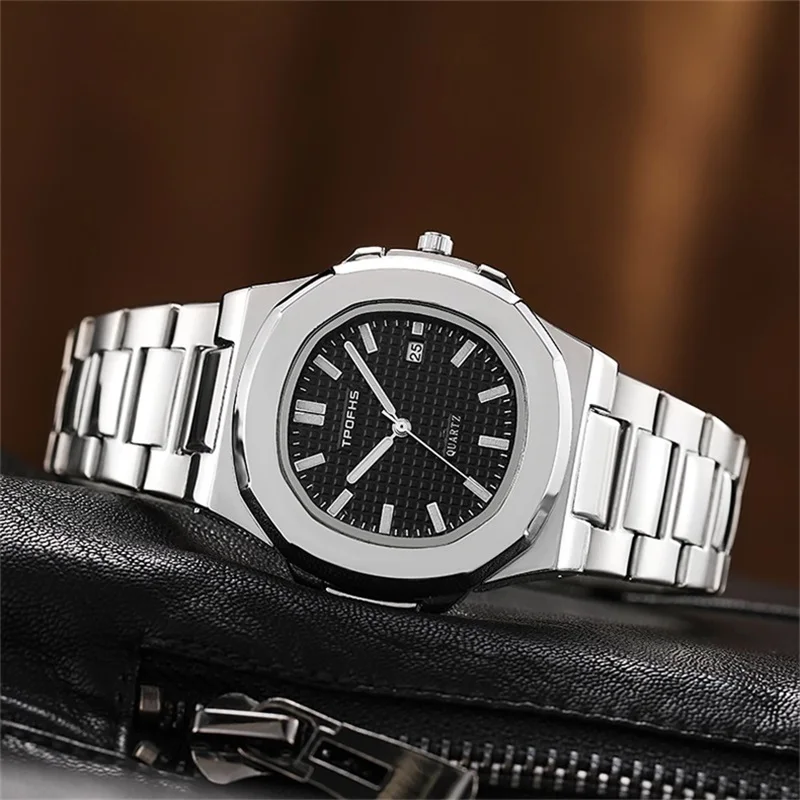 2024 New Luxury Watch Business Waterproof Male Clock Luminous Date Stainless Steel Square Quartz Watch Men Watch reloj hombre