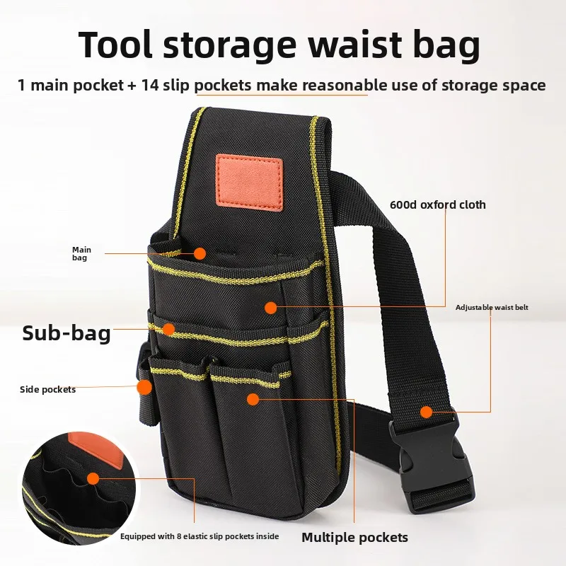 Multi-layer Electrician Tool Bag Adjustable Thickened Wear-resistant Tool Waist Bag Industrial-grade Hardware Tool Pouch