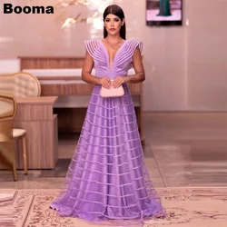 Booma Lavender A Line Organza Women's Evening Dresses Deep V Neck Formal Events Dresses Night Party Prom Gowns formales vestidos