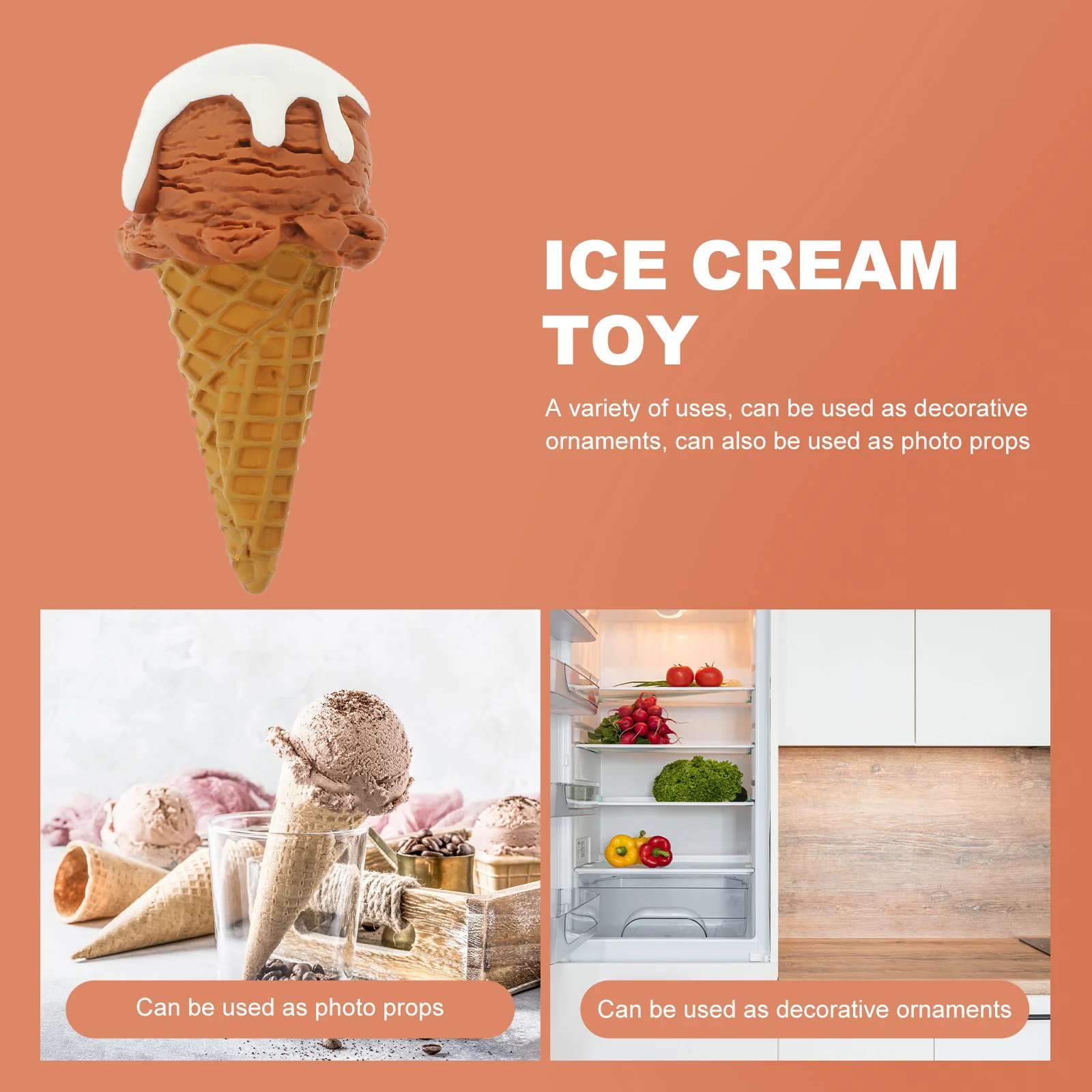 2 Pcs Toy Simulated Ice Cream Mold Toys Artificial Prop Large Dessert Display Models Fake Cone