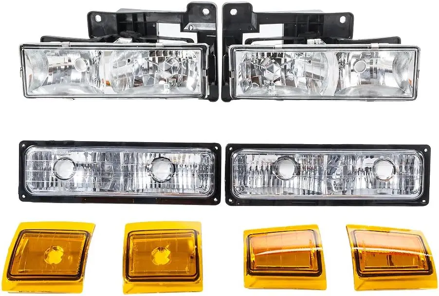 

Headlights Assembly with Parking Light Corner Reflectors Replacement for 1994-1998 Chevrolet C/K GMC Suburban 1500 2500 3500 Tah