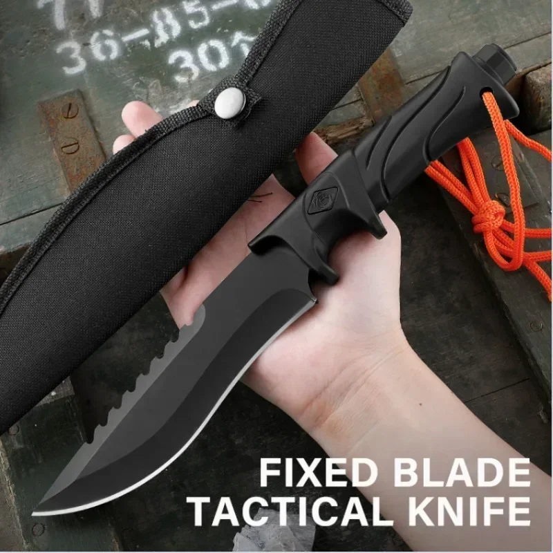 Outdoor Camping Tactical Straight Knife, Portable Outdoor Tool Knife, EDC Gear, High Hardness Self-Defense Survival Knife