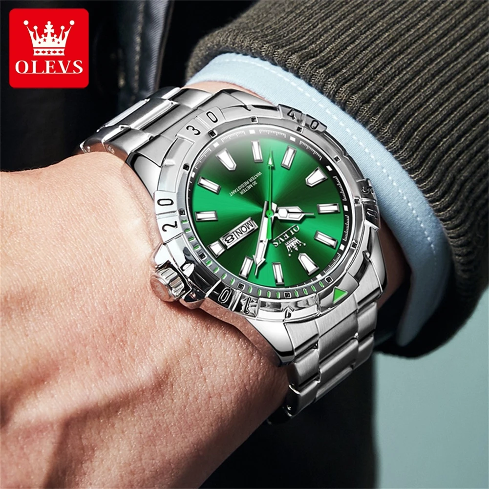 OLEVS 5560 New Diving Series Luminous Auto Date/Week Business orologio da polso al quarzo per uomo orologio da uomo impermeabile in acciaio inossidabile