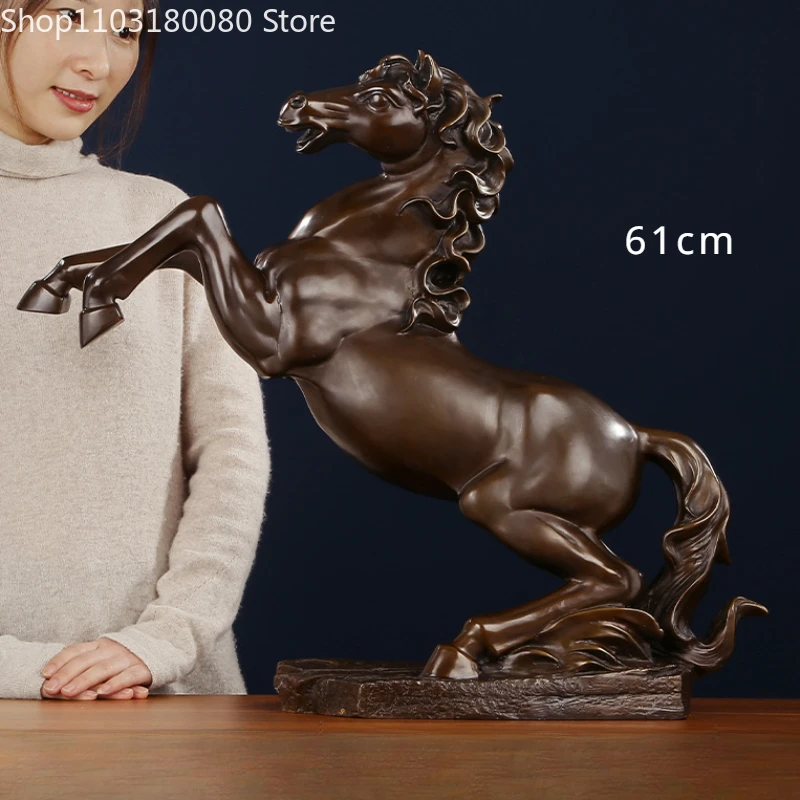 Copper Brass Jumping Horse statue 'Horse come successful 'sculpture Chinese Office Home decor Large size 30cm,43cm,61cm