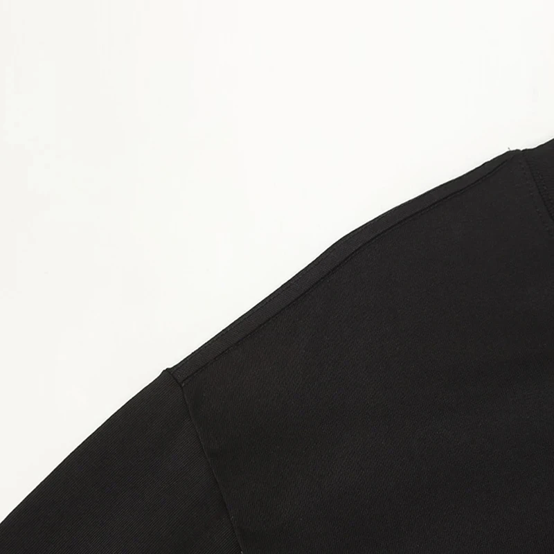 الأزرق الكرتون الملاك طباعة سانت طويلة الأكمام تي شيرت الرجال النساء للجنسين القطن المتضخم المحملة القمم قاعدة سوداء تي شيرت مع العلامات