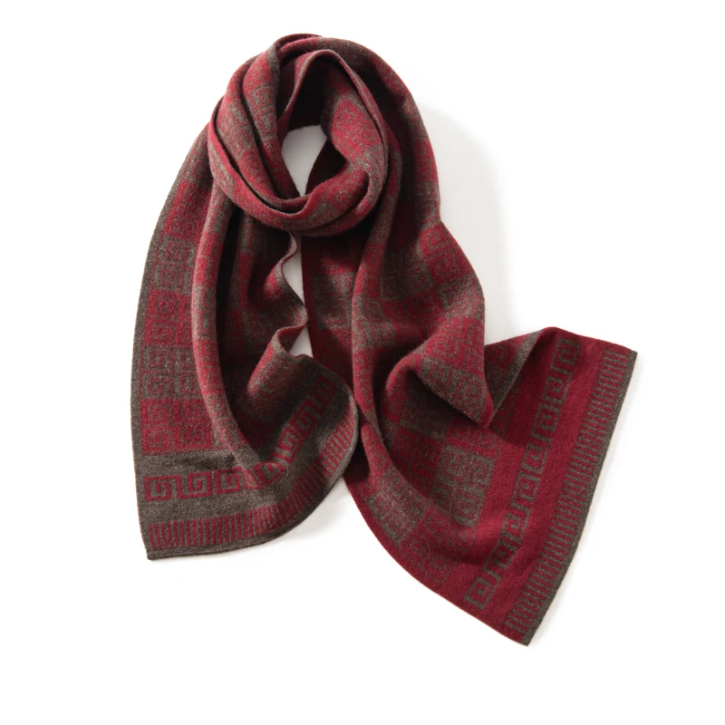 KOIJINSKY Double Sided Chinese Hui Pattern Cashmere Scarf 180×30cm Retro Jacquard Neck Wrap Women Autumn Winter Commute Luxury G
