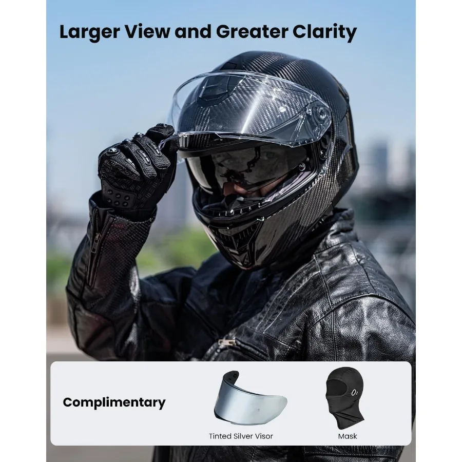 خوذات الدراجات النارية من ألياف الكربون خفيفة الوزن لكامل الوجه خوذة مزدوجة مع قفل خلفي متوافق مع ركوب الشوارع و #2