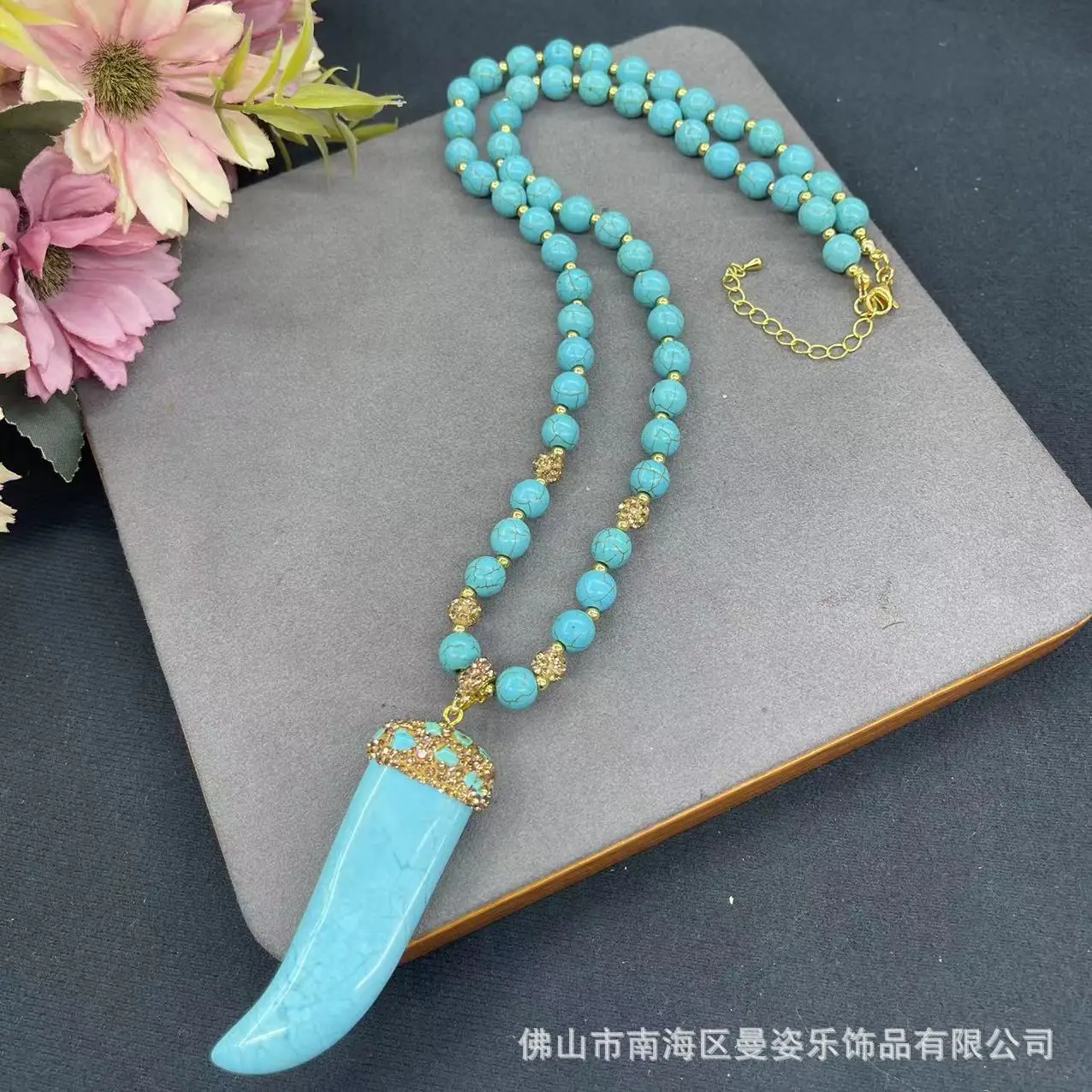DIY accessories Turquoise terracotta clay dot diamond necklace new Chinese pure handmade personalized sweater chain original des