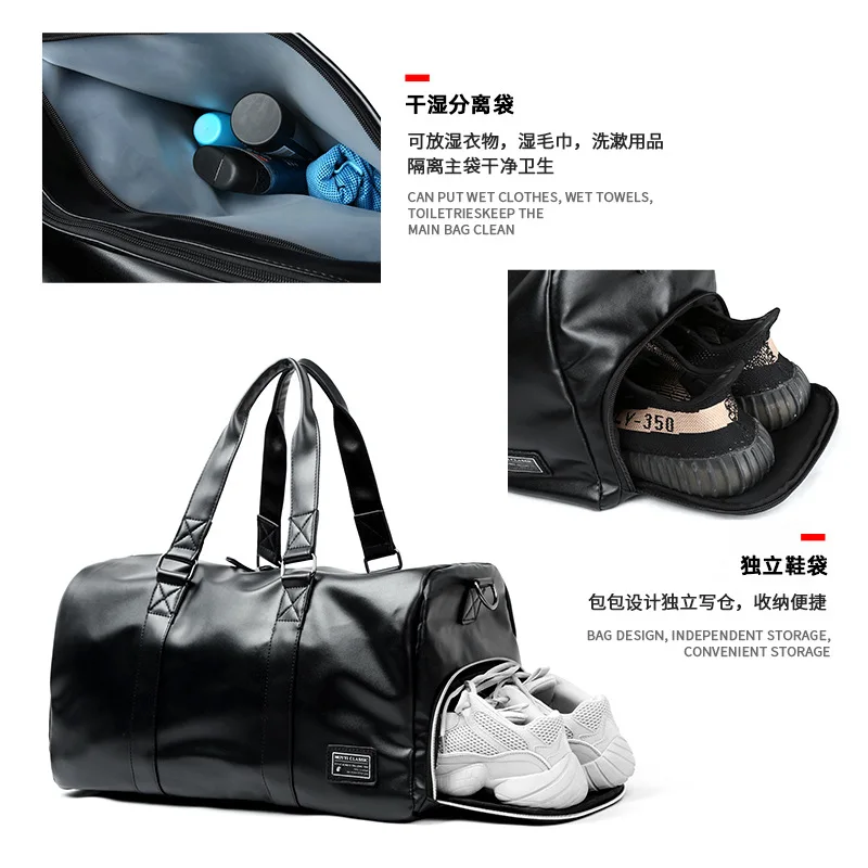 Men's travel bag handbag waterproof sports bag cylinder training large capacity luggage shoulder bag