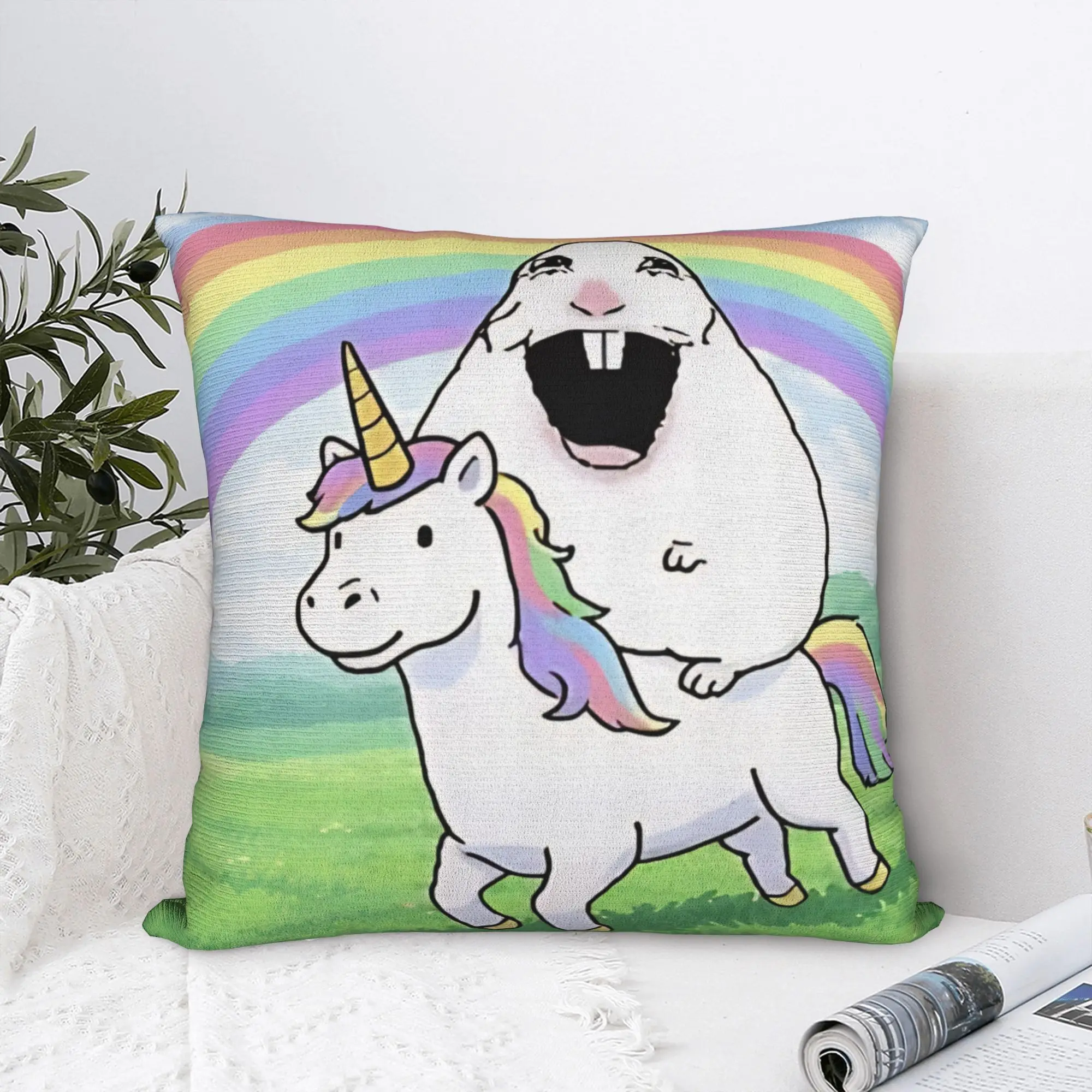Happy Hamster Meme Funny  Square Pillow Case  Cushion Covers Fashion Zippered Decorative Pillowcover for Home 45x45cm