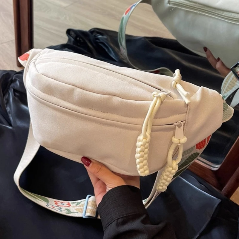 Chest Bag Banana bags for Women Sling Crossbody Waist Pack Canvas Running Waist Bag Casual Fanny Packs Sport Half Moon Belt Bag