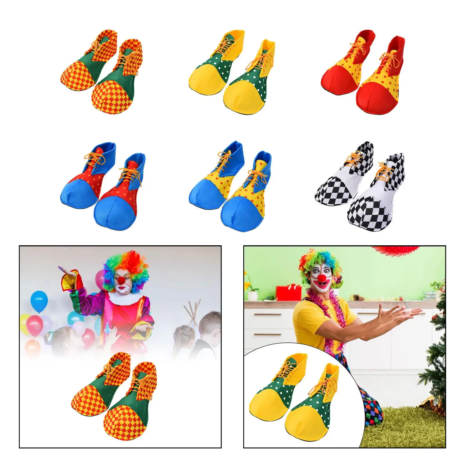 Carnavais Carnival Set para homens e mulheres, sapatos de palhaço, carnaval Cosplay Supplies, presente de aniversário, unisex, adultos Holiday Party Costume