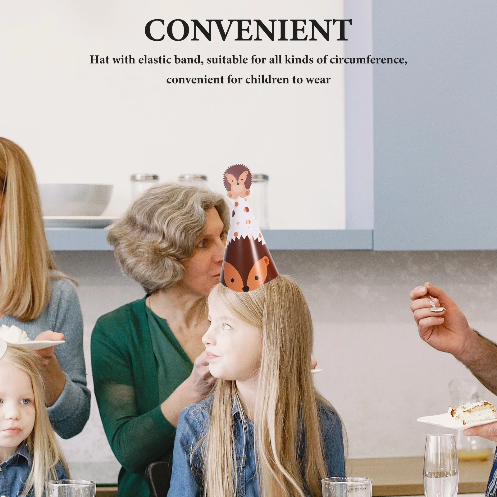 

24pcs Animal Theme Birthday Party Hats Cute Paper Cone Caps Elastic Band For Kids Celebrations School Events Jungle Party