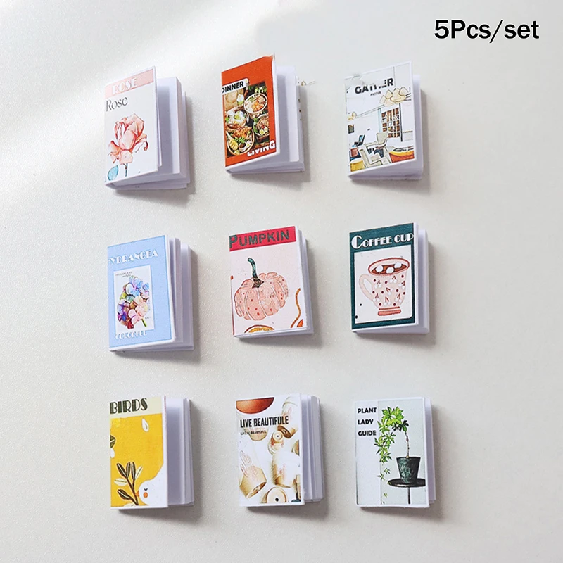 5 pièces/ensemble maison de poupée livres de coloriage miniatures modèle maison de poupées salle d'étude Micro scène décor accessoires semblant jouer jouets-jouet