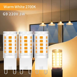 8 팩 G9 LED 전구 2700K 3W 33W 할로겐 상당 LED 램프 220V G9 전구 샹들리에 360LM 비디밍 가능 홈 조명