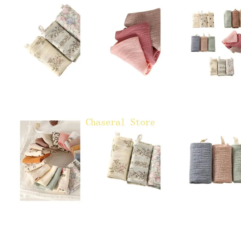 

E7CE Набор из 3 детских квадратных полотенец, маленьких мочалок, мягких и впитывающих салфеток от отрыжки