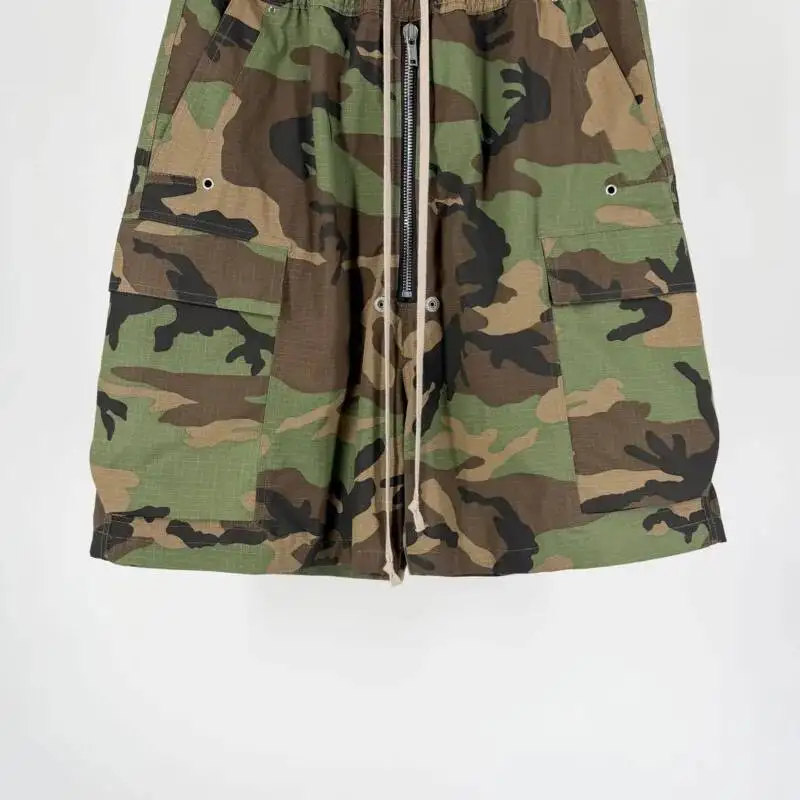MWJLPWQ High Street Lace Up Washed Distressed Camouflage Cargo Shorts Men Drawstring Multi Pocket Casual Pants 2026 Summer 17265