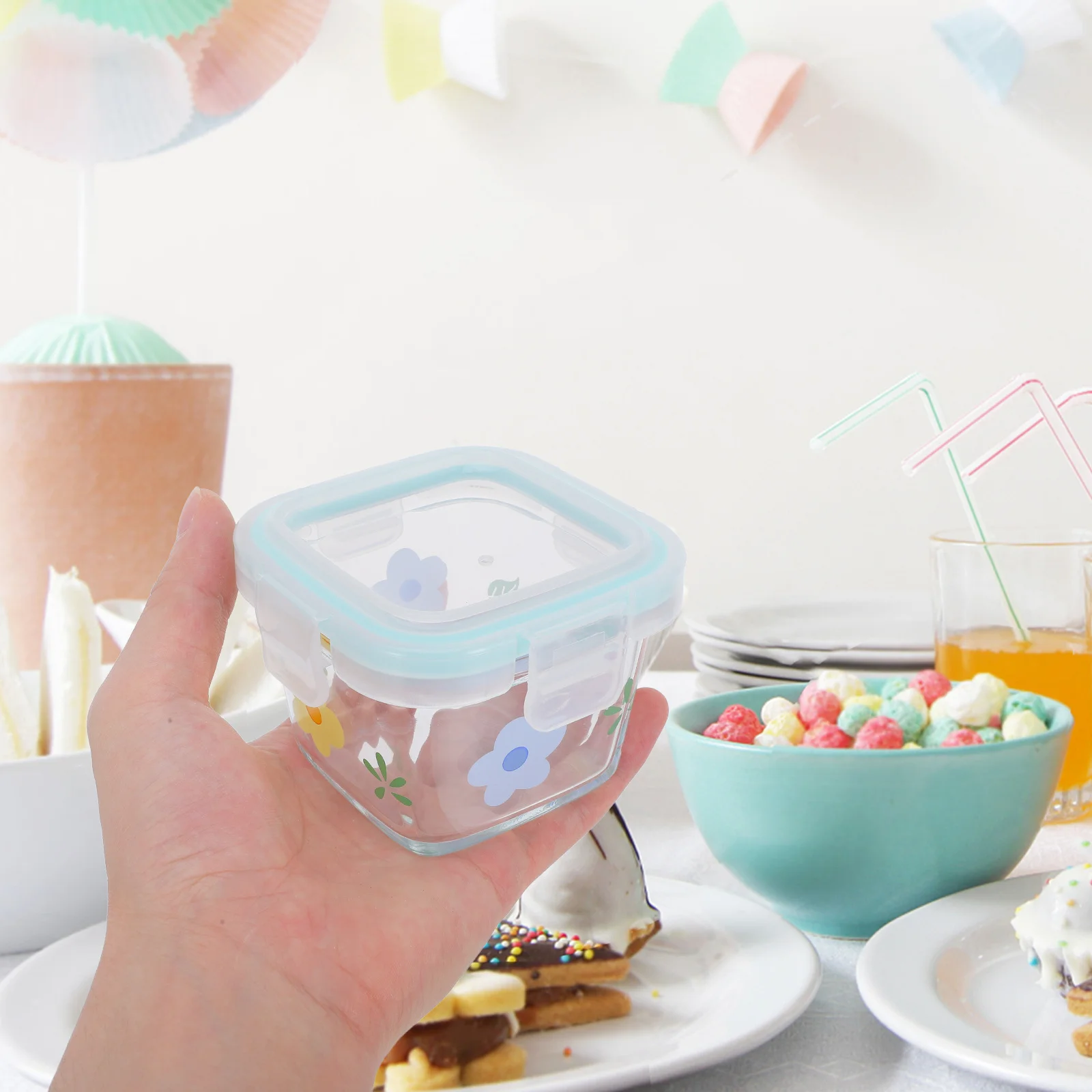 

Snack and Dip Container Air Tight Containers Biscuit Storage Food Sealed Airtight Fruit Movie Tray with Lids