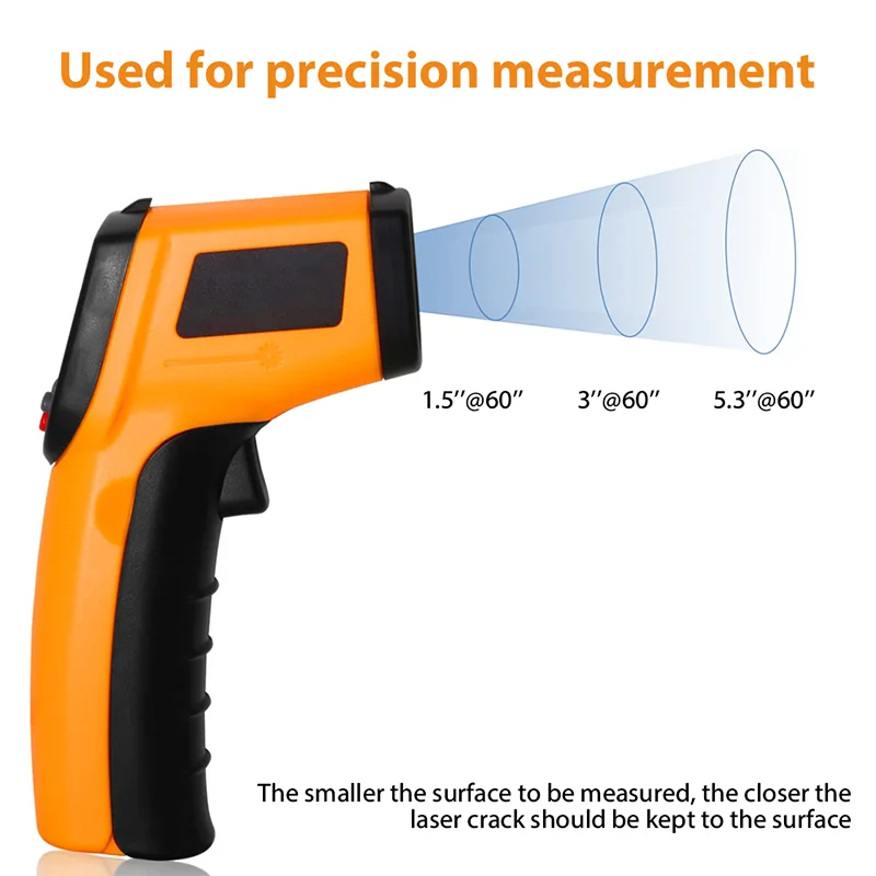 Digital Infrared Thermometer Handheld Pyrometer Gun -50~380°C C/F Non-Contact Thermometer Gun for Meat Buffalo Milk BBQ Cooking