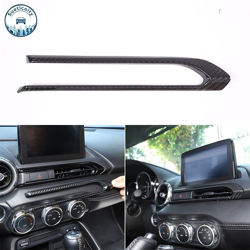Interior Car Accessories For Mazda MX-5 Miata ND 16-26 Real Carbon Fiber Car Air Conditioner Air Outlet Frame Cover Trim LHD RHD