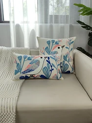 1pc, Cushion Cover Decorative Pillow Case Birds Flora Luxury Embroidery Coussin Home Sofa Decor
