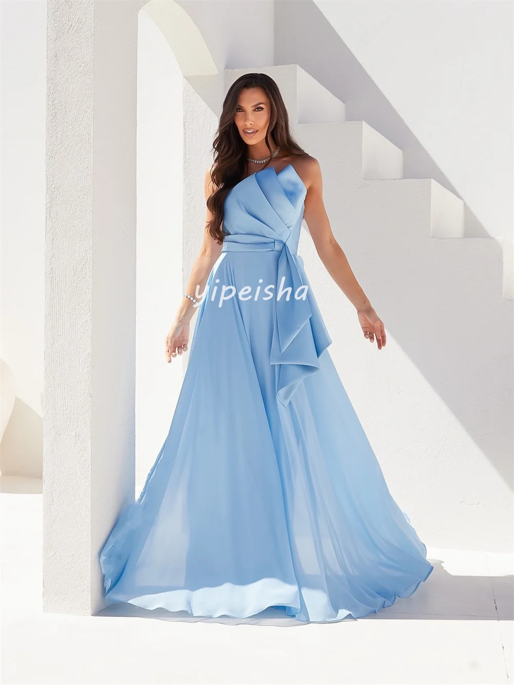 Abiti lunghi senza spalline a trapezio drappeggiati con pieghe classiche alla moda personalizzate Abiti da sera Taglie squisite disponibili formali